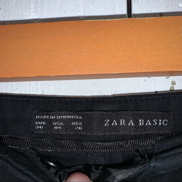 Zara Basic Straight Leg Dress Pant Trouser Black - Picture 3 of 5